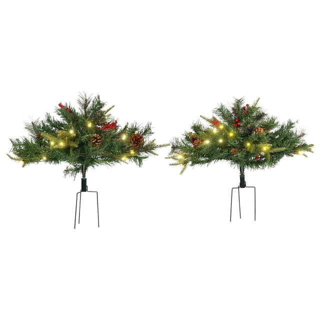 HOMCOM 2 Ft/22 inch 2 Pack Prelit Artificial Christmas Tree Cordless with 69…