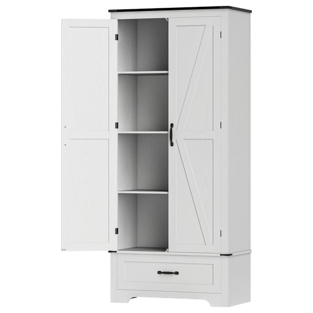 HOMCOM 72" Farmhouse Pantry Cabinet with Adjustable Shelves, Kitchen Pantry…