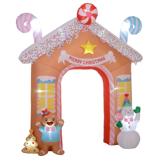 Outsunny 10FT Giant Inflatable Candy House Archway, Christmas Blow Up Arch…