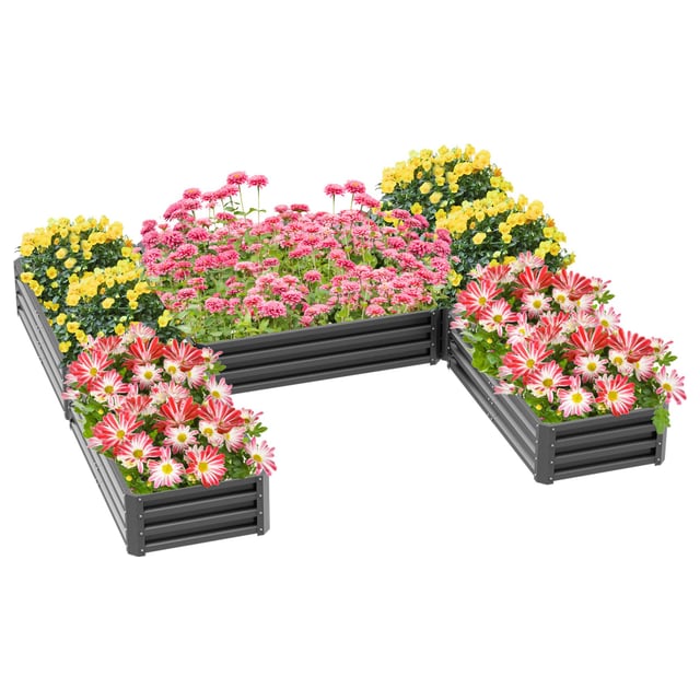 Outsunny Steel Raised Garden Bed, Set of 5 Large Box Planters for Outdoor Plants…