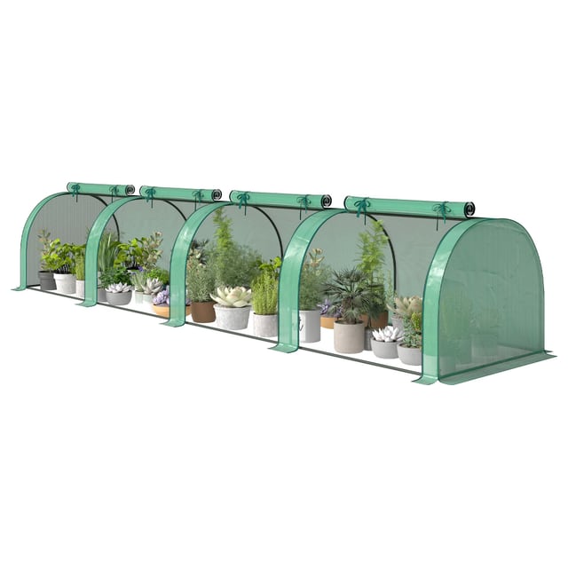 Outsunny Mini Greenhouse, Portable Greenhouse with 4 Roll-Up Doors, PE Cover…