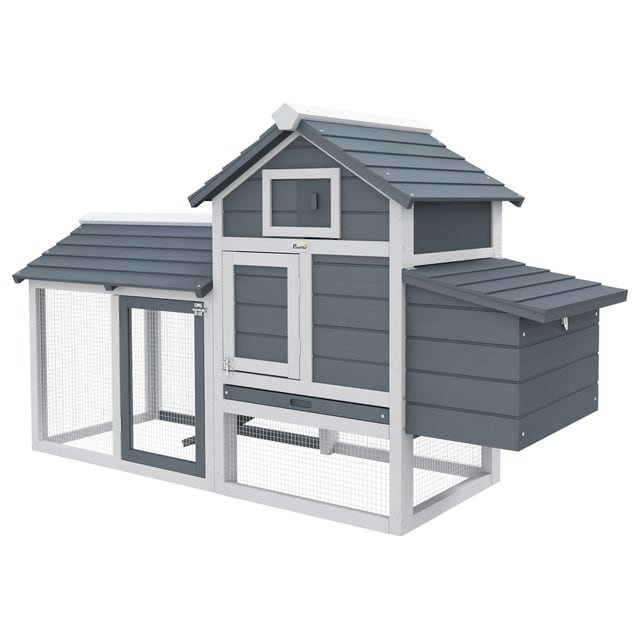 PawHut 59" Small Wooden Chicken Coop Hen House Poultry Cage for Outdoor Backyard…