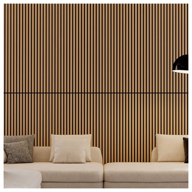 4-Pack Wood Slat Acoustic Wall Panels with MDF & High-Density Polyester, Fluted…