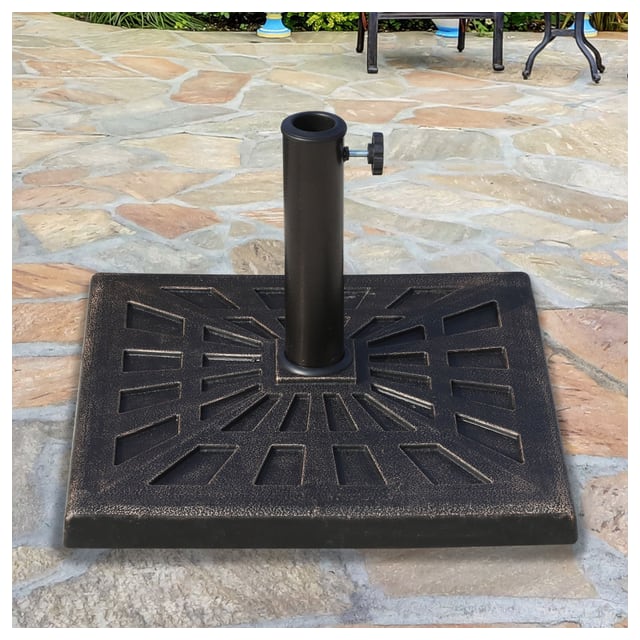 Outsunny Patio Umbrella Base: 18.5" Square Outdoor Resin Parasol Stand, Market…