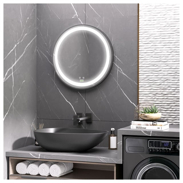 kleankin LED Bathroom Mirror for Vanity, Dimmable Lighted Anti Fog Wall Mirror…