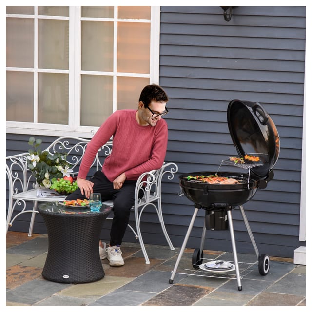 Outsunny Kettle Charcoal Grill Delight: Portable Outdoor BBQ Barbecue with Heat…