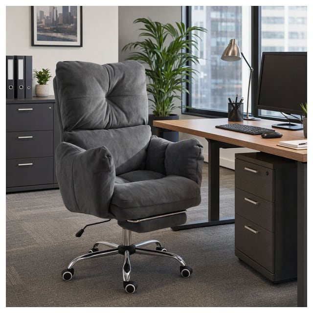 HOMCOM Office Chair with Foot Rest, Ergonomic Reclining Computer Gaming Chair…