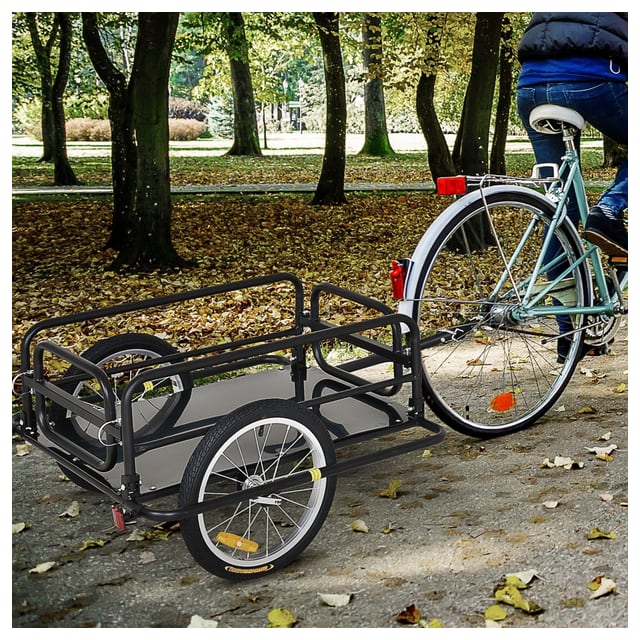 Aosom Folding Bike Cargo Trailer Utility Cart Luggage Carrier Garden Tool Black…