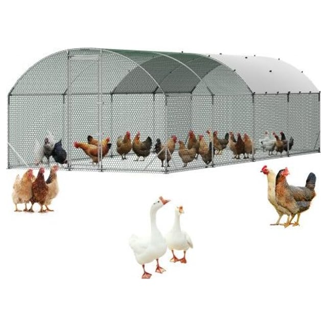 VEVOR Large Metal Chicken Coop, 9 x 25 x 6.6 ft, Walk-in Chicken Run House…