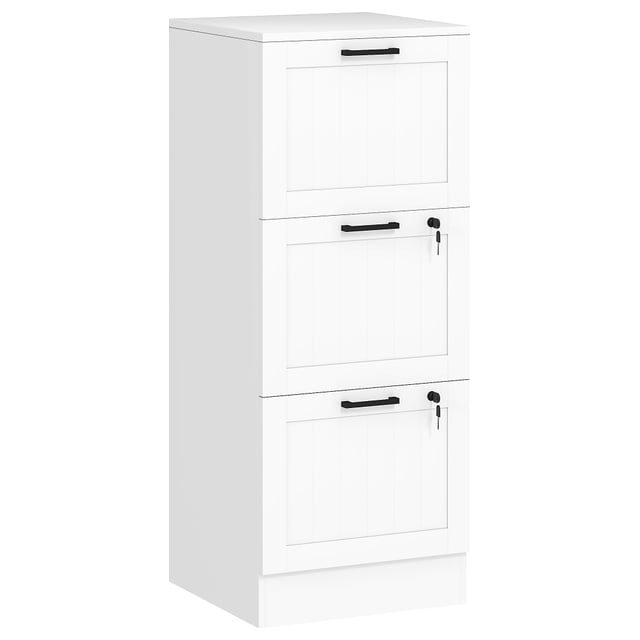 HOMCOM Caisson birou, mobilier de depozitare din lemn 3 sertare și încuietoare…