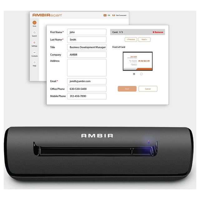 Simplex ID Card Scanner with AmbirScan Business Card (PS667-BCS)