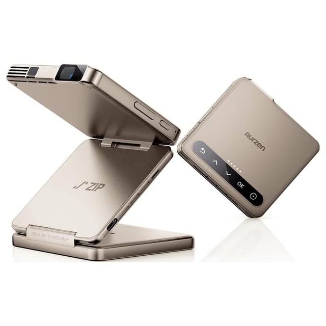 Aurzen ZIP Tri-Fold Portable Mini Projector | US Version